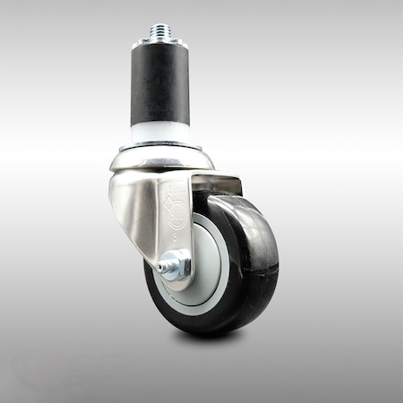 Service Caster 3.5 Inch 316SS Black Polyurethane Wheel Swivel 1-1/2 Inch Expanding Stem Caster SCC-SS316EX20S3514-PPUB-BLK-112